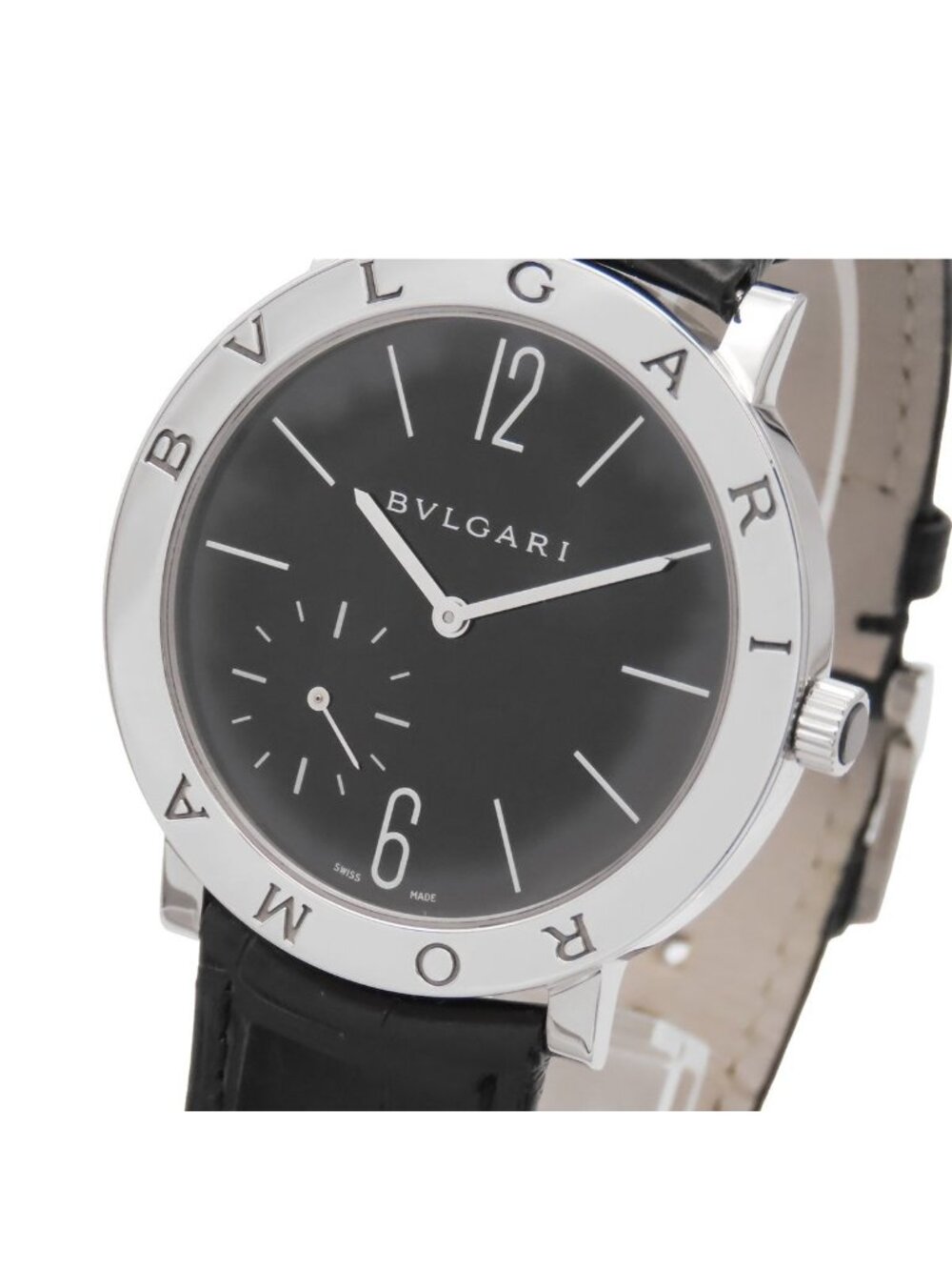 Bvlgari Finissimo Black SS Leather Roma Rome Watch Manual Wind